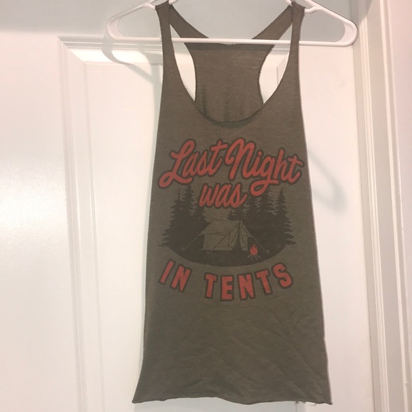 ‘Last night was in tents’ racerback tank- no tag - Picture 1 of 4